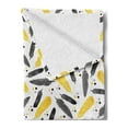 thumbnail image 2 of Feather Soft Flannel Fleece Throw Blanket, Bohemian Exotic Plumage with Watercolor Spots Pastel Print, Cozy Plush for Indoor and Outdoor Use, 50" x 70", Grey Yellow, by Ambesonne, 2 of 5