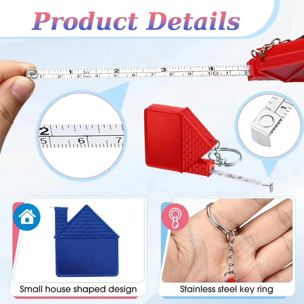 30 Pcs House Shape Tape Measure Keychains 1m/3ft Real Estate New House Gifts Closing Gifts for Home Buyer