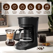 WAA 5 Cup Drip Coffee Maker,Programmable Delay Brew,Auto Shut-Off,Reusable Filter 25oz Tank,Black