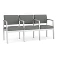 thumbnail image 1 of Lenox Steel Reception Waiting 3 Seats Chair / Silver Steel / Light Gray, 1 of 5