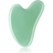 Facial Gua Sha Tool, SPA Acupuncture Scraping Massage Board, Natural Jade Stone Guasha Board for Body, Neck, Face (Light Green)