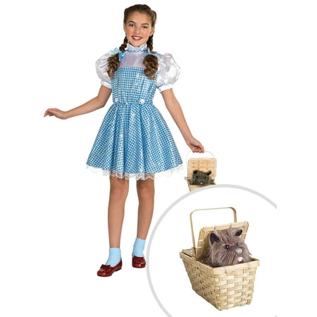 Wizard of Oz Dorothy Sequin Costume for Girls and Deluxe Toto Basket