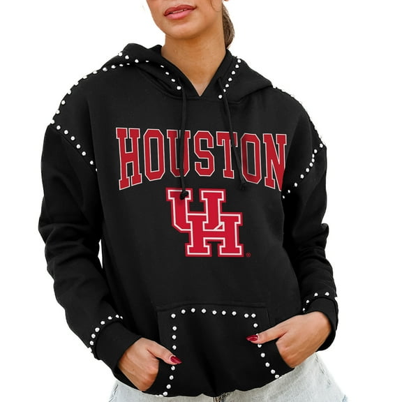 Women's Gameday Couture  Black Houston Cougars Studded Pullover Hoodie