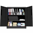 thumbnail image 6 of Cterwk Metal Storage Cabinet with Lock, 2 Door Garage Storage Cabinet with Shelves, Steel File Cabinet for Home, Office, Garage, School, Black, 6 of 9