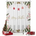 thumbnail image 2 of Christmas Shower Curtain, Winter Pine Needle Branches Berry Star Ball Waterproof Fabric Shower Curtains with 12 Hooks, Bathroom Curtain Set for Bathroom Accessories Decor, 60 x 72 Inches, 2 of 9