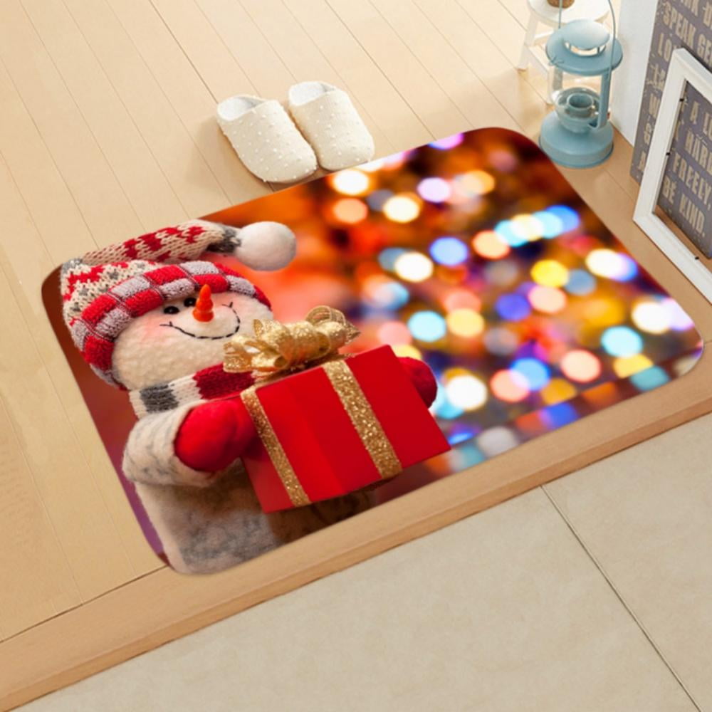 Christmas Floor Mat Santa Reindeer Anti-slip Doormat Rug Bathroom Carpet Surpris