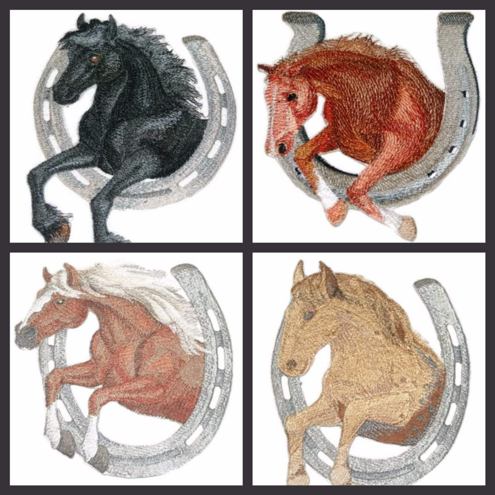 Lucky Charm Haflinger Horse With Horseshoe Embroidery Iron On patch [7" x 5"]