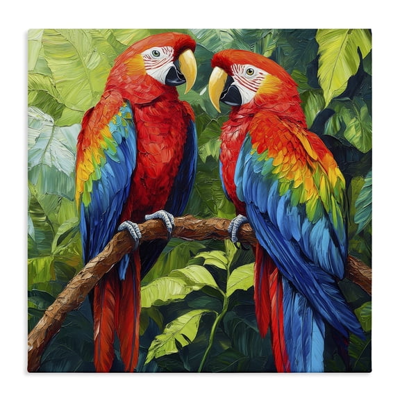 Stupell Industries Coastal Tropical Parrot Pair Canvas Art, 17 x 17, by Petals Prints Design