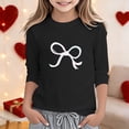 thumbnail image 2 of XUELUO Little Girls T-Shirts Crewneck 3/4 Sleeve Color Block Bow Print Tshirts Unique Stylish Spring Fashion Daily Kid Tee Tops, 2 of 4