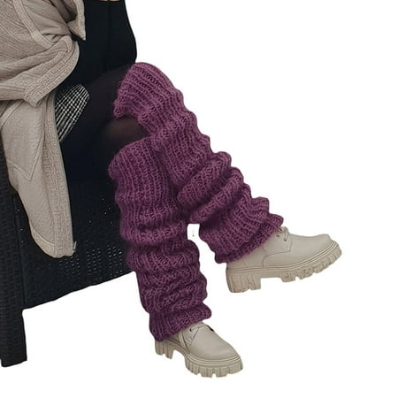

Women Baggy Slouchy Leg Warmers Long Socks Crochet Knitted Furry Boot Stockings