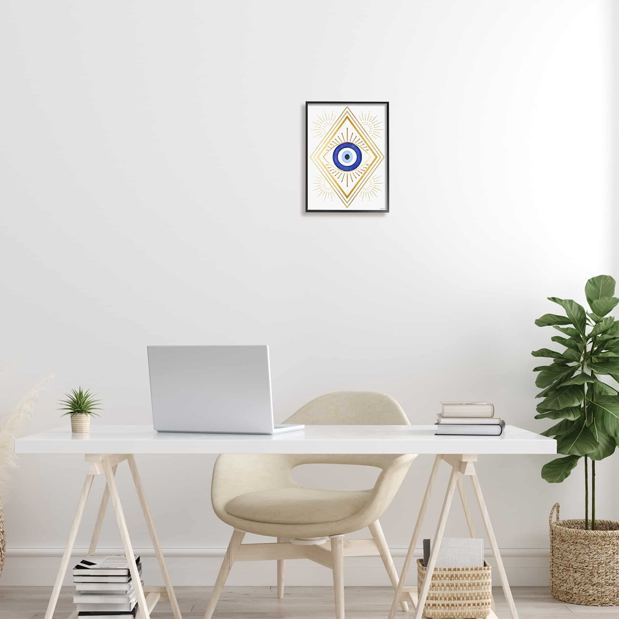 Stupell Industries Vivid Blue Eye Vintage Geometric Deco Glam Shapes, 11 x 14, Design by Amanda Greenwood