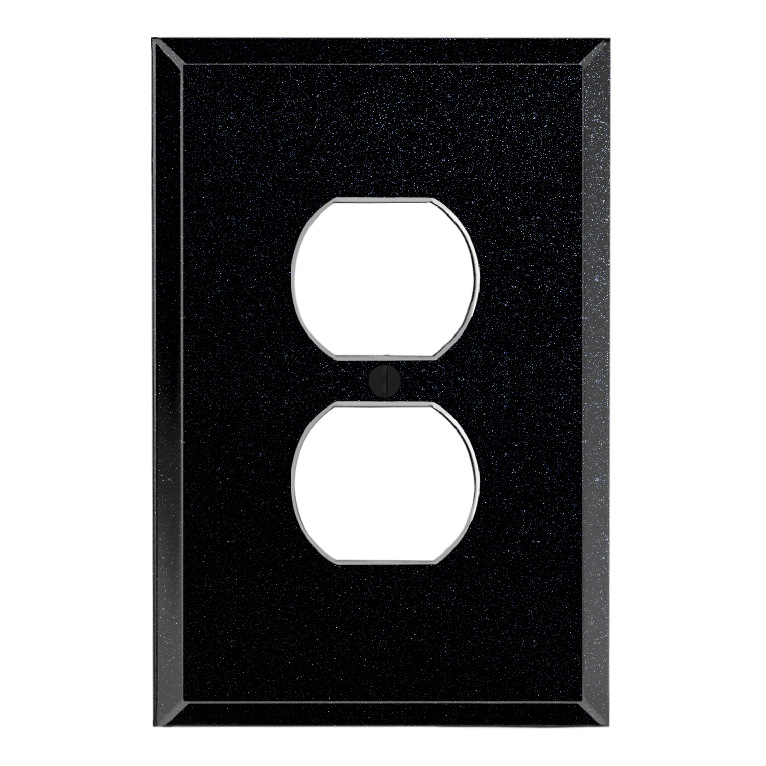 Switch Hits Duplex Wall Plate One Gang Outlet Cover, Black Glass Mirror