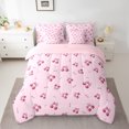 thumbnail image 2 of Feelyou Blue Cartoon Cherry Bedding Comforter Set 7pcs, Kawaii Ribbon Bowknot Queen Bedding Sets, Princess Bow-tie Theme Reversible Queen Sheet Sets, Super Cozy Room Decor, 2 of 7