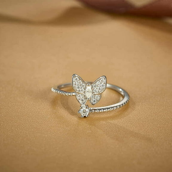 Women's By Pass Buterfly Engagement Ring For Velantine Gift 1.9 Ct Diamond 14K White Gold Over
