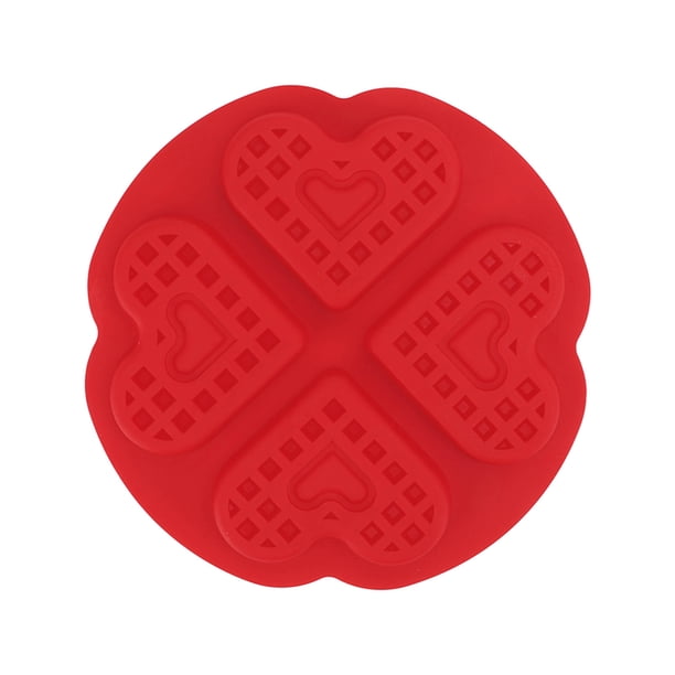 Molde de silicona para gofres, seguro, buena elasticidad, fácil de desmoldar, molde para hornear DIY para hacer pudines, pasteles, chocolates, 4 rejillas en forma de corazón 58004