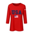 thumbnail image 4 of vigerkar 3/4 Sleeve USA Patriotic Shirts for Women 4th of July America Stars Stripes Flag Graphic Tops Summer BBQ Tee (Red, S), 4 of 5