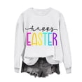 thumbnail image 2 of Jsaierl Sweatshirts Joyeuses Pâques pour Femmes Imprimé Lettre Tendance Manches Longues Pulls Décontractés Col Rond Ample, 2 of 4