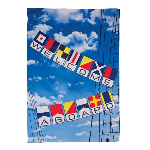 In the Breeze 7308 — Welcome Aboard Lustre House Banner — Fun Nautical Welcome Banner