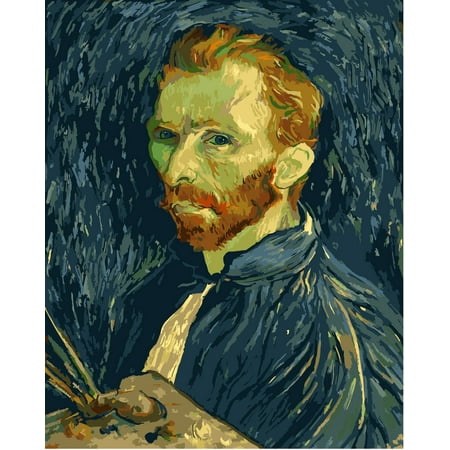 Paint by Number Kit On Canvas for Adults Beginner Van Gogh Famous Paintings DIY Acrylic Oil Painting Arts 16x20 Inch (Frameless Self Portrait)