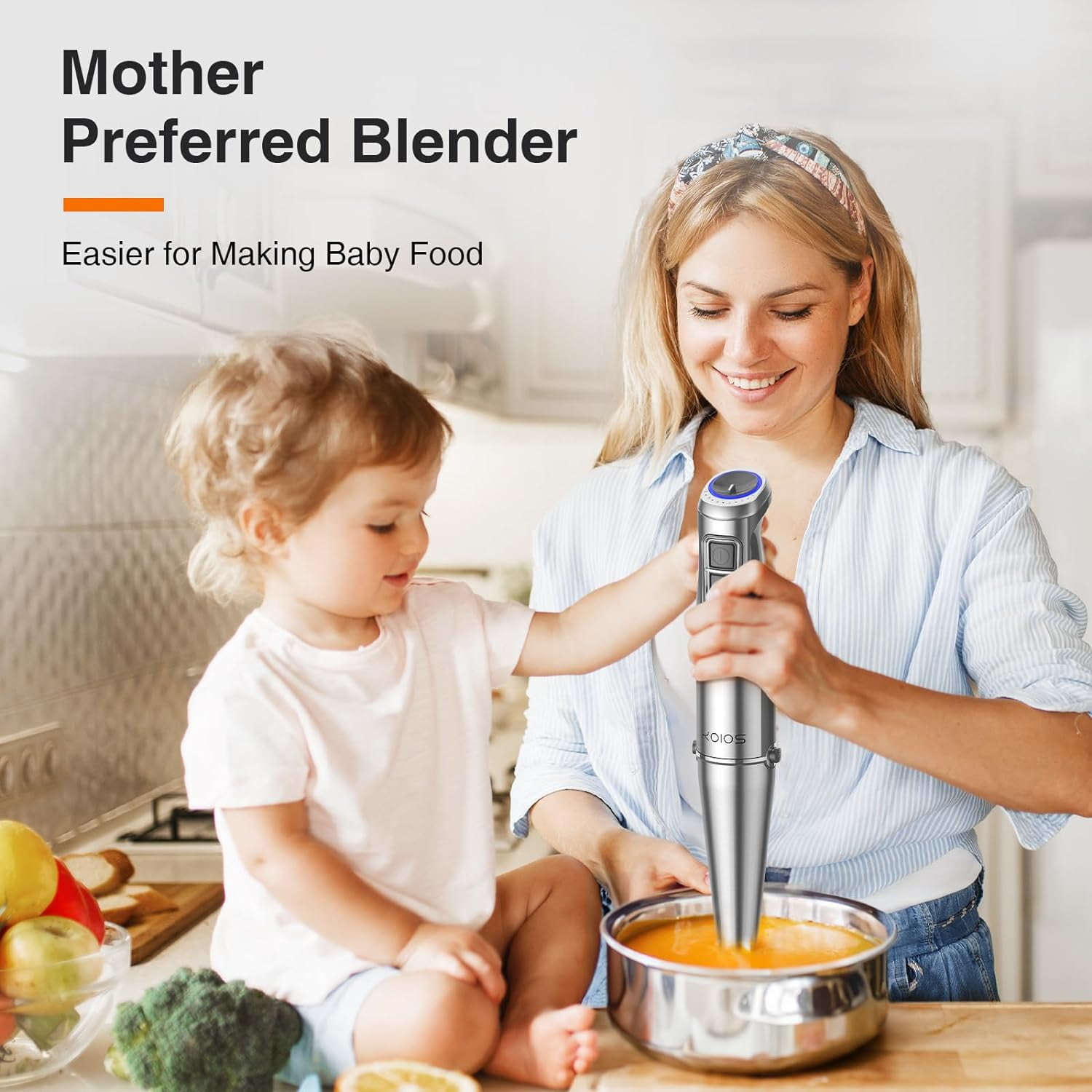 1100W 5-in-1 Immersion Blender Handheld, 12 Speed with Turbo Boost, Heaviest Duty Copper Motor, 304 Stainless Steel Blades Hand Stick Blender, Ergonomic Grip, Whisk, Beaker, Chopper, Milk Frother
