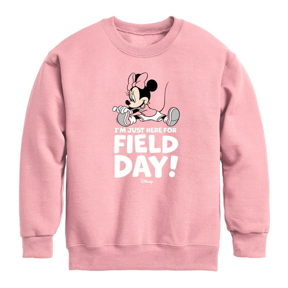 Disney - Minnie Just Here For Field Day - Toddler And Youth Crewneck Fleece Sweatshirt
