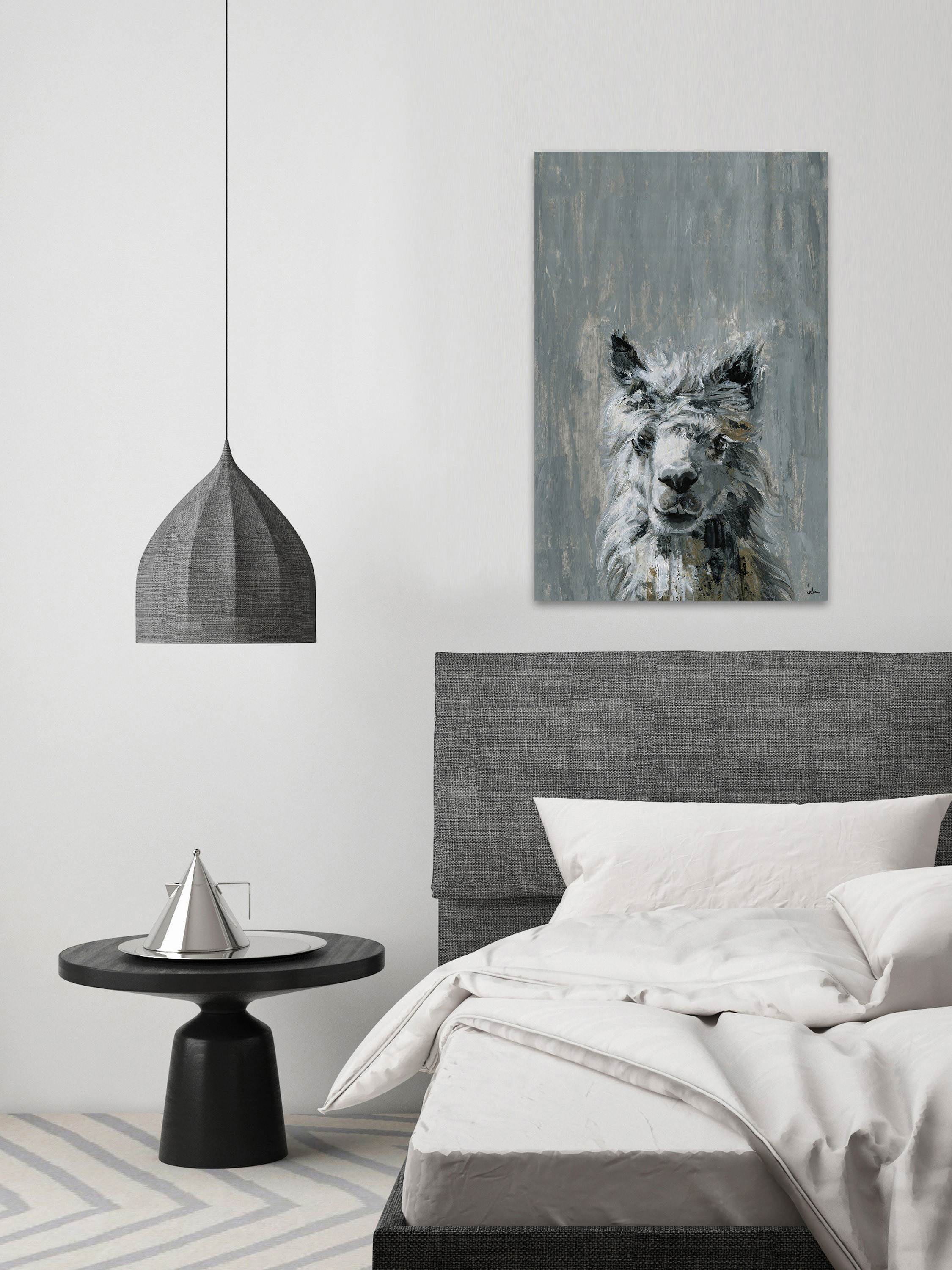 Bonjour Llama II Painting Print on Wrapped Canvas