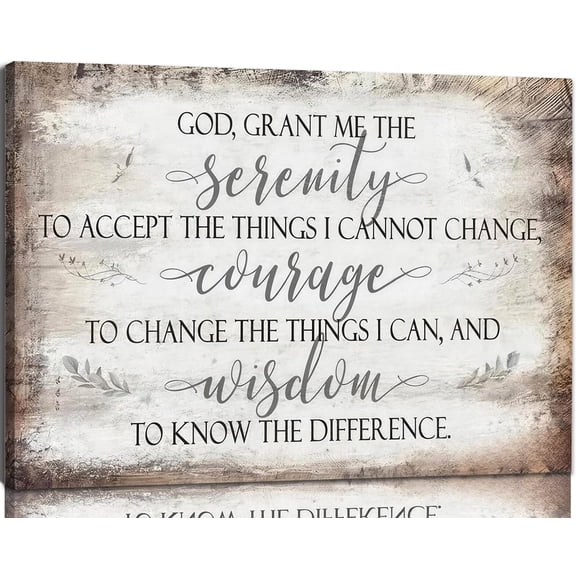 Serenity Prayer Canvas Wall Art, Rustic Inspirational Quote Decor, Framed Christian Scripture Print with Serenity Courage Wisdom, Vintage Farmhouse Wall Sign 8*12inch(20*30cm)