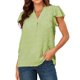 thumbnail image 1 of Blusa De Manga Corta Camiseta informal para mujer con cuello en V y volantes ligera para mujer de ajuste relajado (verde S) Cgtredaw Para estrenar, 1 of 1