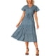 thumbnail image 1 of INSPIRE CHIC Women's Summer Boho Casual Short Sleeve V Neck Tiered Floral Midi Dresses Dark Blue L, 1 of 1