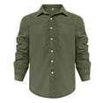 thumbnail image 3 of Lumtrix Men's Linen Shirts Casual Button Down Long Sleeve Shirt Solid Collar Summer Beach Shirts Big and Tall Dress Shirts Green 3XL, 3 of 6