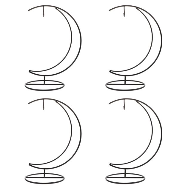 Miangastore 4Pcs Creative Moon Shaped Hanging Rack Glass Flowerpot Holder Desktop Decor