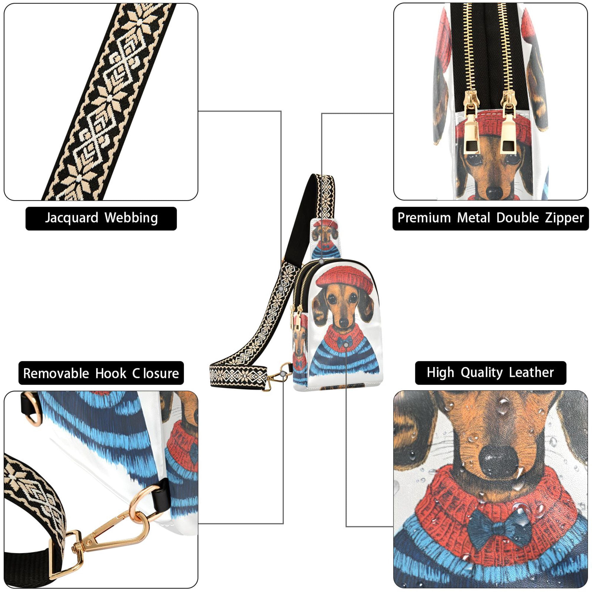 FORMRS Womens Crossbody Sling Bag Travel Daypack Shoulder Chest Backpack, Cute Dog Artist