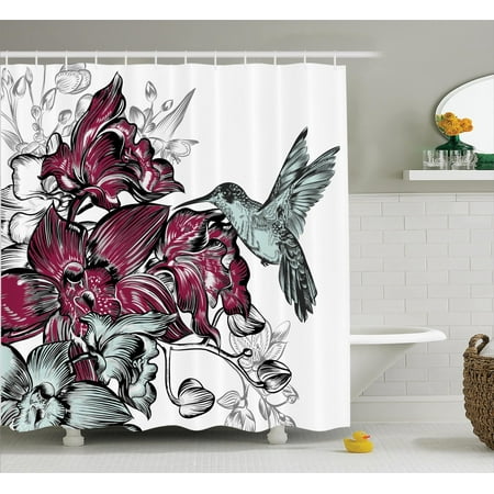 Hummingbirds Decorations Shower Curtain Set, Orchid ...
