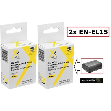 2 Pc Super Capacity EN-EL15 Lithium Ion Battery for Nikon D7000 D7100 D810 D7200