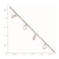thumbnail image 2 of Sterling Silver Anklet 9 inch mm Pink Glass Beads and Polished Hearts with 1 extension, 2 of 8