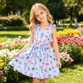 thumbnail image 4 of WOYY Girls Ocean Graphic Tank Dress Kids Casual Bow-Tie Straps A Line Midi Dress, 4 of 5