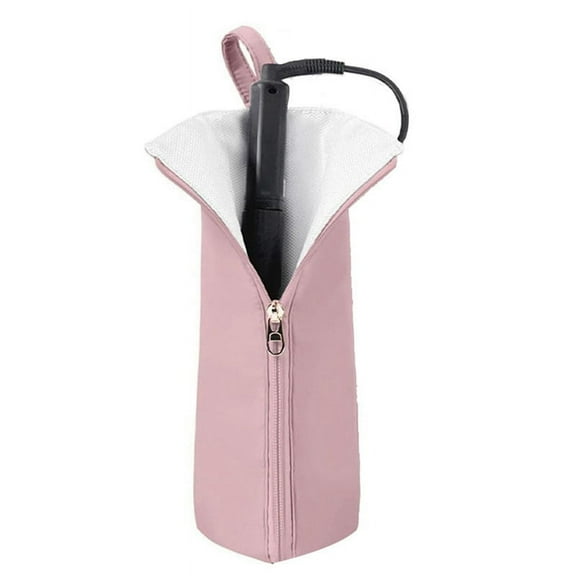 Hot Iron Holder & Mat, Heat ResistingTravel Bag for Curling Iron, Flat - Hair Tool Organizer Home Pink