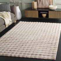 Safavieh Faux Rabbit Bubble Selina Solid Machine Washable Area Rug, Beige, 6' x 6' Square
