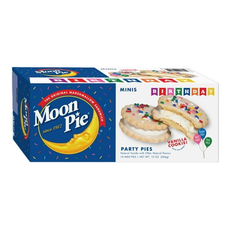 MoonPie Mini Birthday Cake 10 Count 10 oz – A Fun Delicious Marshmallow Cookie Sandwich with Birthday Cake Flavor