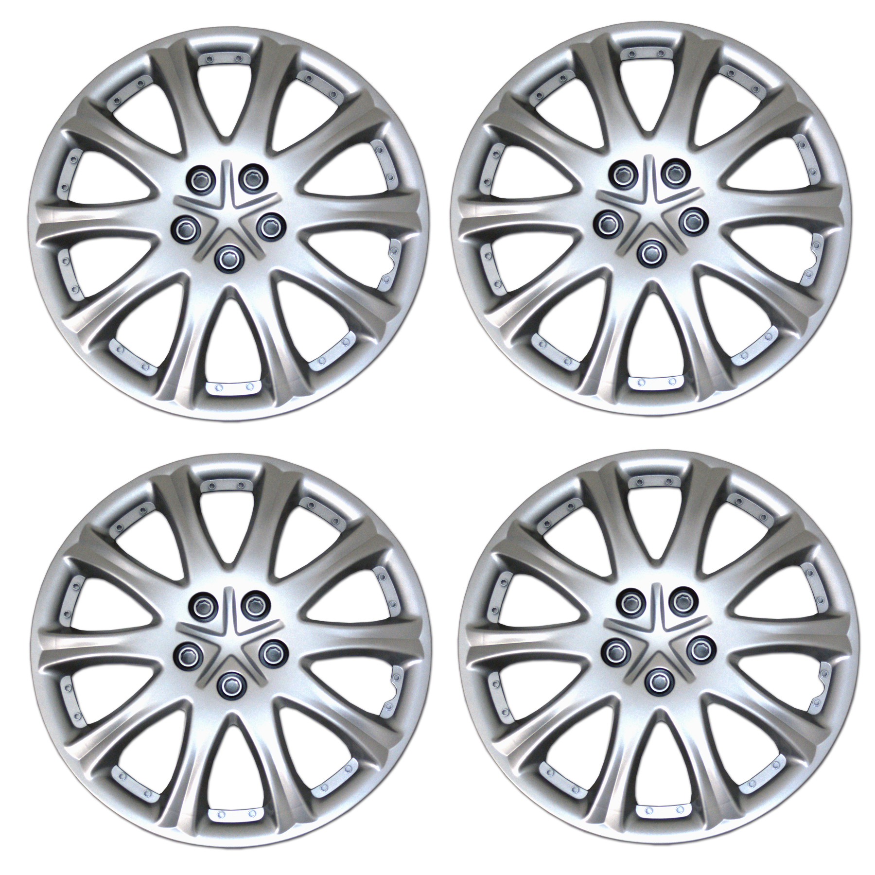 TuningPros WSC3503S15 Set of 4 Metallic Silver Hubcaps 15" Hub Caps