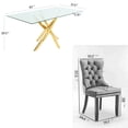 thumbnail image 3 of Sumdeal 63" Modern Glass Dining Table Room Sets for 6,Dining Table with 6 Velvet Dining Chairs,Glass Table with 6 Blue Dining Chairs with Golden Leg, 3 of 9