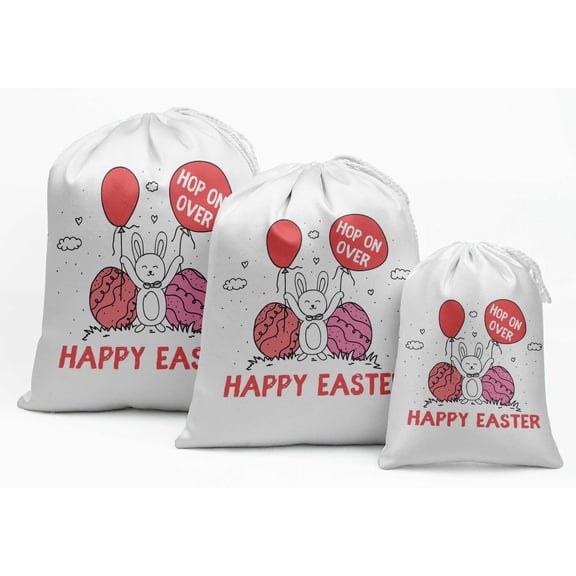 Darling Souvenir White Hop On Over Easter Party Supplies Favor Bags Gift Pouches 15 Pieces