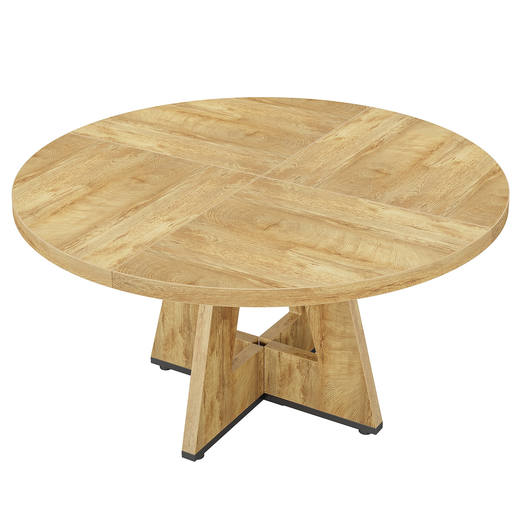 Fnova 47" Round Dining Table for 4 People, Modern Farmhouse Wooden Kitchen Table for Living Room, Dining Room(Chairs Not Included)