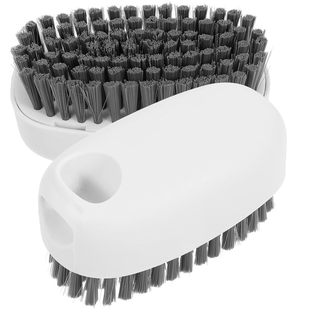 2 cepillos de limpieza multifuncionales de plástico duradero para ropa y zapatos, cepillo de cerdas para limpiar bañeras, herramienta para el hogar (blanco)