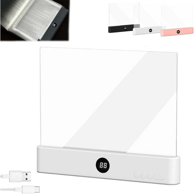 Luz LED para leer Luz de libro plana recargable con 3 colores temporizador regulable para lectura nocturna placa dibujable