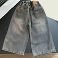 thumbnail image 3 of Toddler Wide Leg Distressed Jeans Boys Loose Ripped Denim Pants with Pocket Outdoor Streetwear Black,3 Years, 3 of 7