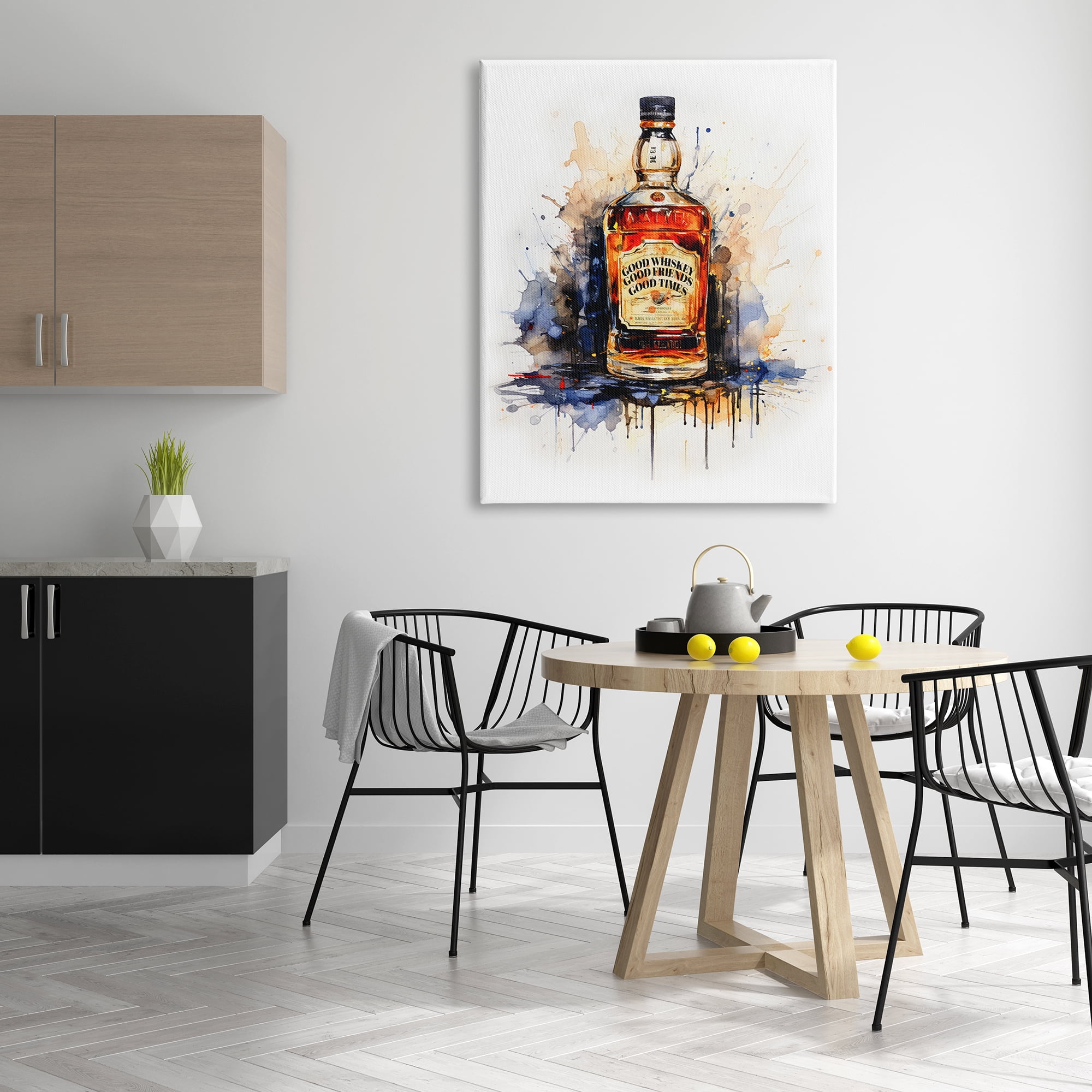 Stupell Industries Good Times Whiskey Bottle Food & Beverage Painting Gallery Wrapped Canvas Print Wall Art, 36 x 48