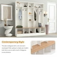 thumbnail image 6 of Modern Hallway Coat Rack Freestanding with 8 Hooks and Shoe Cubbies, Corner Hall Tree with Bench and Shoe Storage for Entryway, Wood Entryway Bench for Hallway, Living Room, Mudroom, 6 of 7