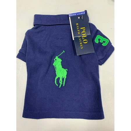 Ralph Lauren Pet Big Pony Cotton Dog Polo Shirt Navy, US S/P
