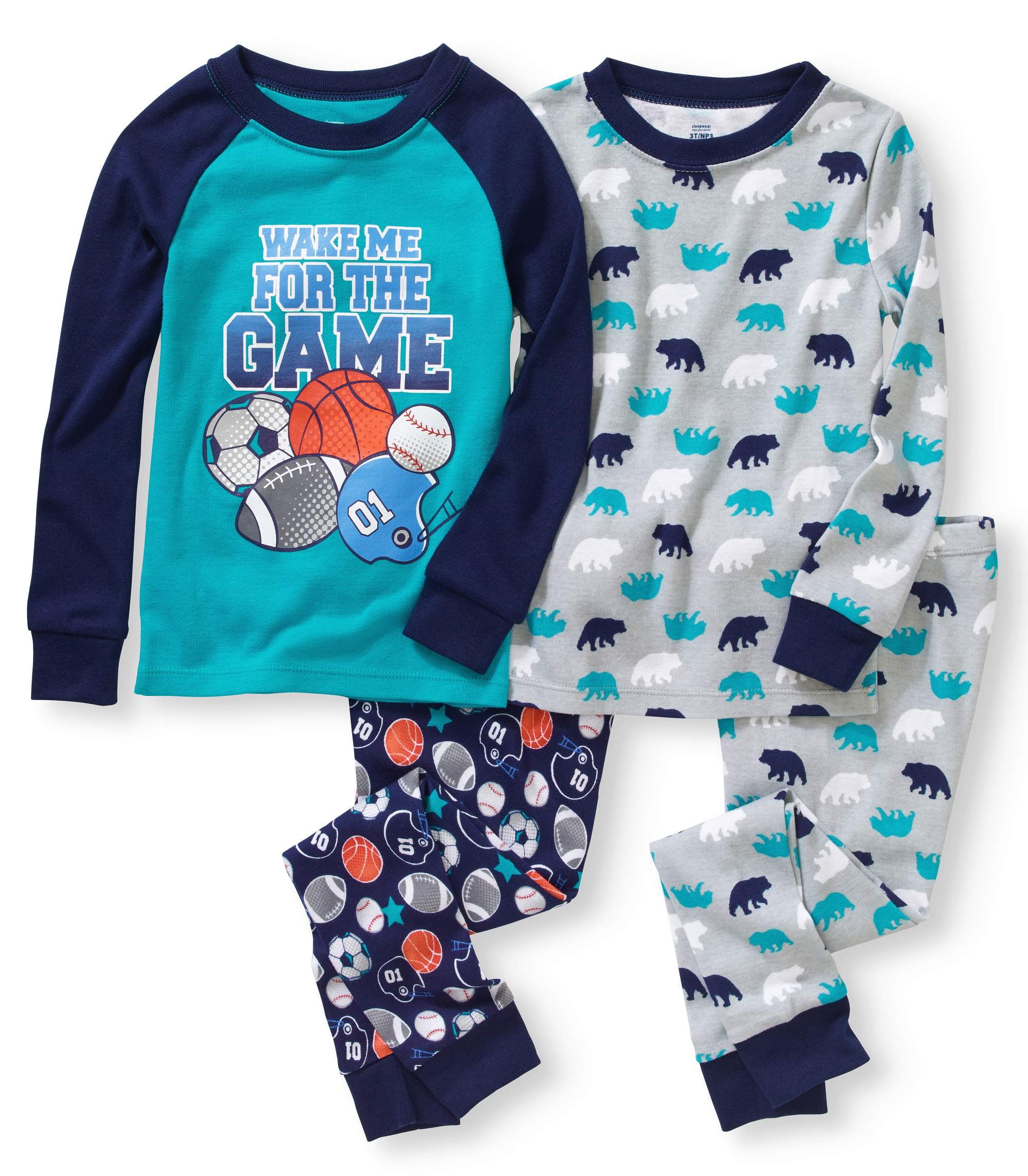 Toddler Boy Cotton Tight Fit Pajamas, 4p